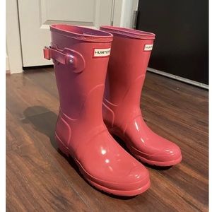 Sz 11 - Hunter Womens Rain Boots Pink Glossy
